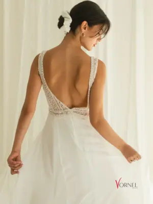 Lille Boho Brautkleid Rückenansicht ohne Ärmel