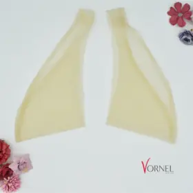 Abnehmbare kurze Ärmel aus Tüll – Elfenbein dunkel – beide Ärmel nebeneinander – Vornelbride