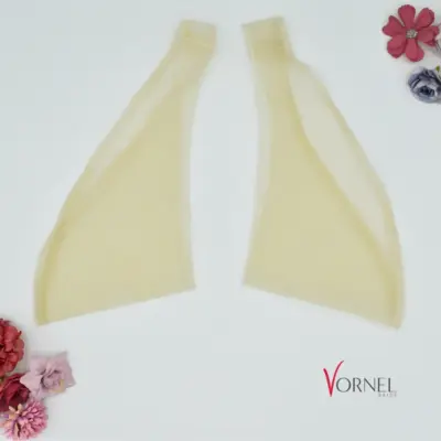 Abnehmbare kurze Ärmel aus Tüll – Elfenbein dunkel – beide Ärmel nebeneinander – Vornelbride