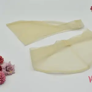 Abnehmbare kurze Ärmel aus Tüll – Elfenbein dunkel – mit Blumen dekoriert – Vornelbride