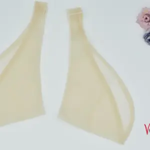 Abnehmbare kurze Ärmel aus Tüll – Elfenbein hell (matt) – mit Blumen dekoriert – Vornelbride