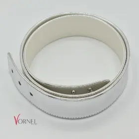 Brautgürtel Silber glänzend XL (42) – gerollt – Vornelbride