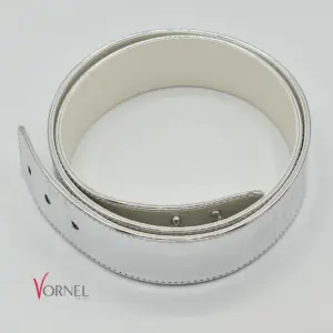 Brautgürtel Silber glänzend XL (42) – gerollt – Vornelbride