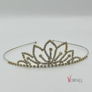 Goldfarbenes Diadem mit Strasskristallen – Vornelbride