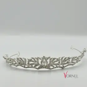 Silberfarbenes Diadem mit Strasskristallen – Vornelbride