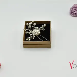 Haarnadel mit Perlen in Geschenkbox – Vornelbride