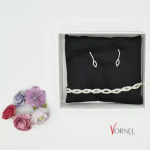 Strass Schmuckset mit Halskette und Ohrringen in Geschenkbox – Vornelbride